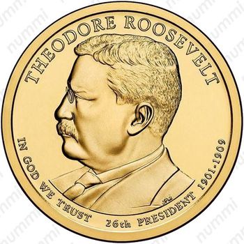 1 доллар 2013, Теодор Рузвельт - Аверс