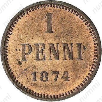 1 пенни 1874 - Реверс