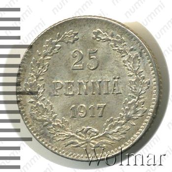 25 пенни 1917, S, гербовый орел с коронами - Реверс