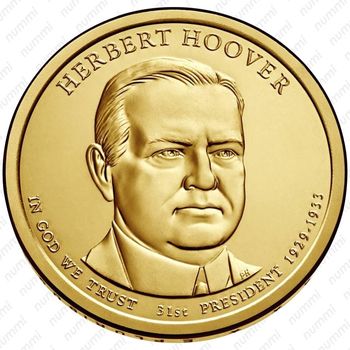 1 доллар 2014, Герберт Гувер - Аверс