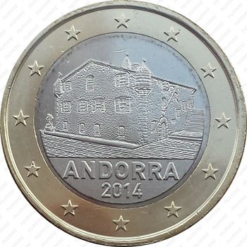 1 евро 2014, регулярный чекан Андорры - Аверс