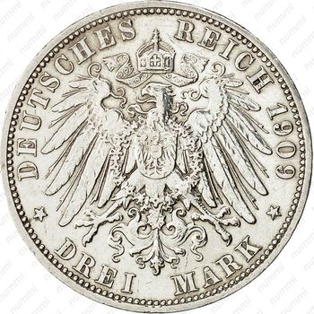 3 марки 1909, A, Пруссия [Германия] - Реверс