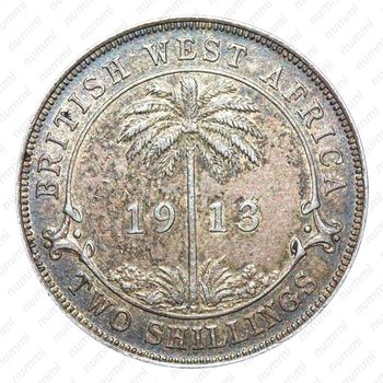 2 шиллинга 1913, H, знак монетного двора: "H" - Хитон, Бирмингем [Британская Западная Африка] - Реверс