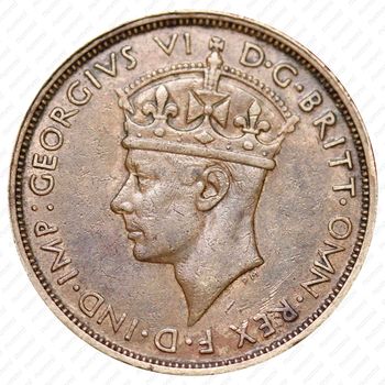 2 шиллинга 1939, KN, знак монетного двора: "KN" - Кингз Нортон Металл, Бирмингем [Британская Западная Африка] - Аверс